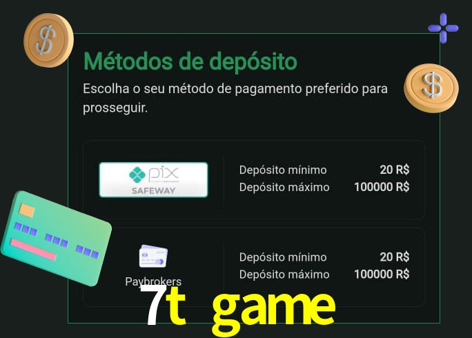 O cassino 7t game oferece uma grande variedade de métodos de pagamento